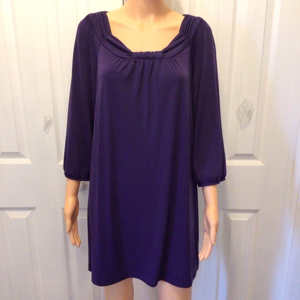 AGB Womens Purple Scoop Neck 3/4 Sleeve Tunic Top Size XL